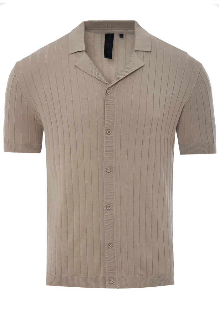 Men's Short Sleeve Full-Button Knit Shirt