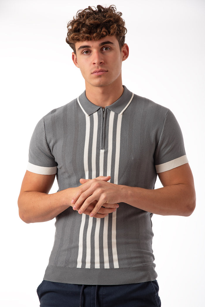 Men's Short Sleeve Zip Knit Polo