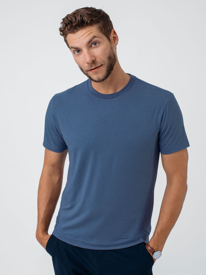 Performance Crew Necks for Active Lifestyles # Monsoon Blue Performance Crew Tee | Fresh Clean Threads