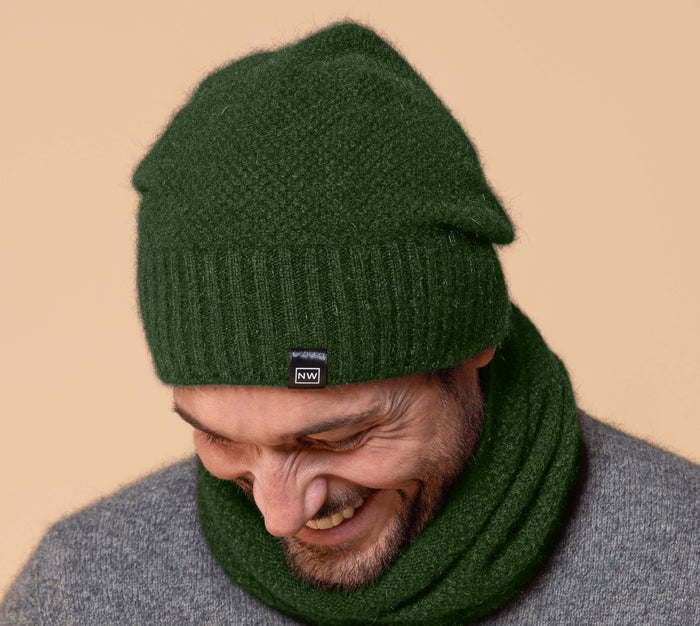 Noble Wilde  -  Merino & Possum Moss Baggie Beanie