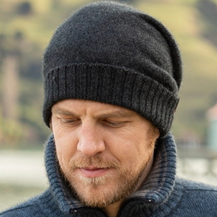 Noble Wilde - Merino & Possum Moss Baggie BeanieCharcoal