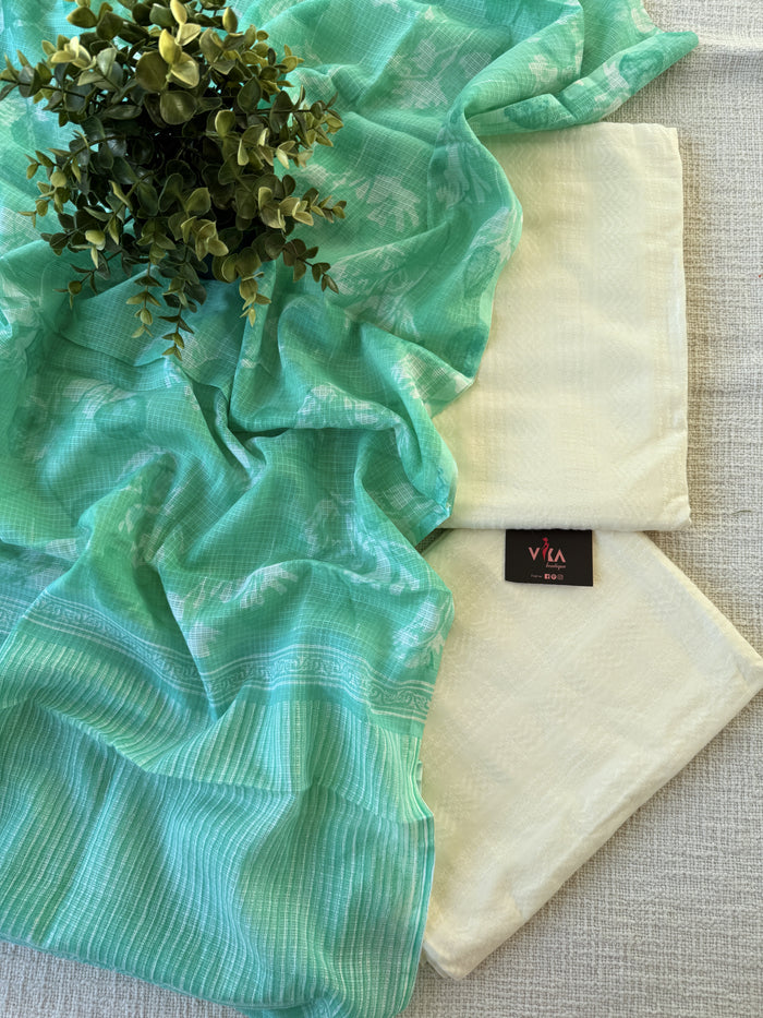Off white cotton salwar suit material