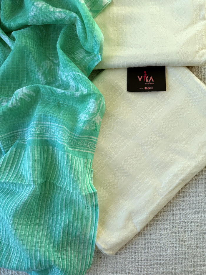 Off white cotton salwar suit material