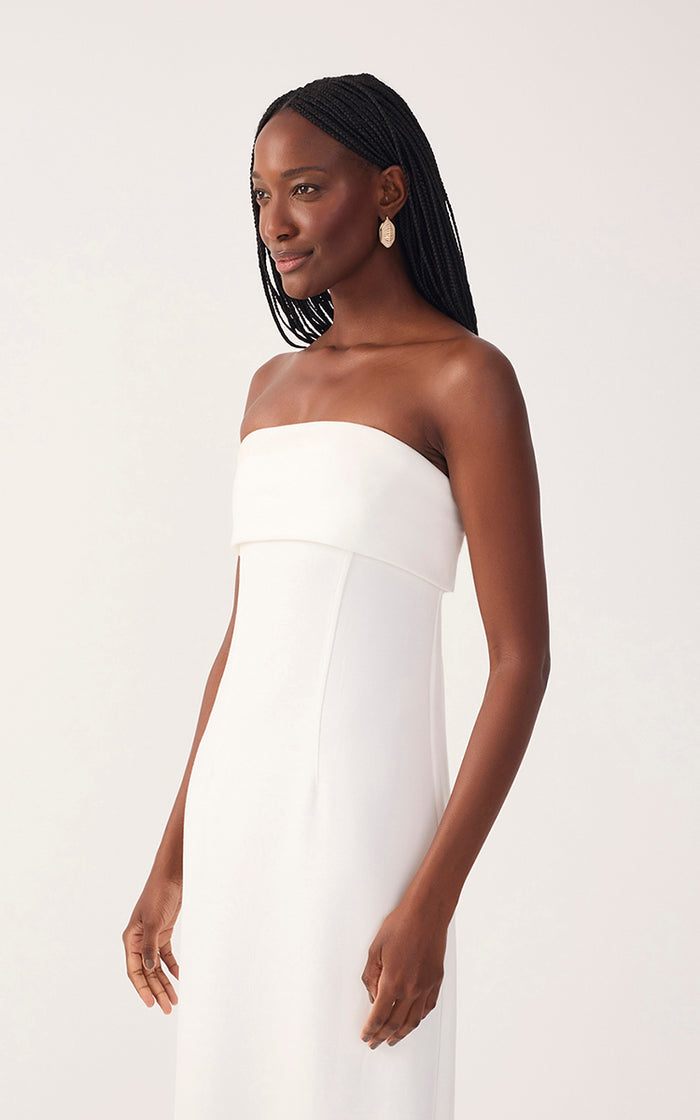 Off-White Strapless Pleats Midi Dress_4