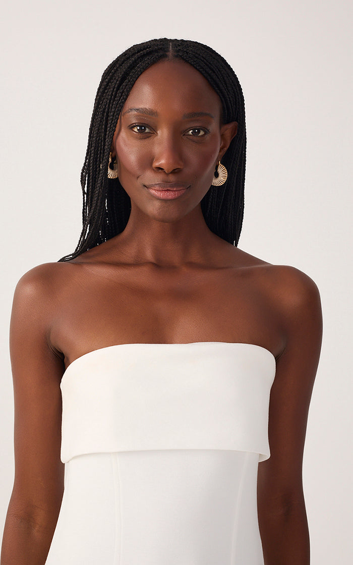 Off-White Strapless Pleats Midi Dress_5