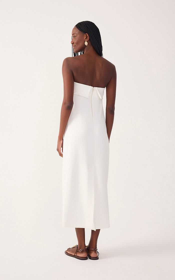 Off-White Strapless Pleats Midi Dress_6