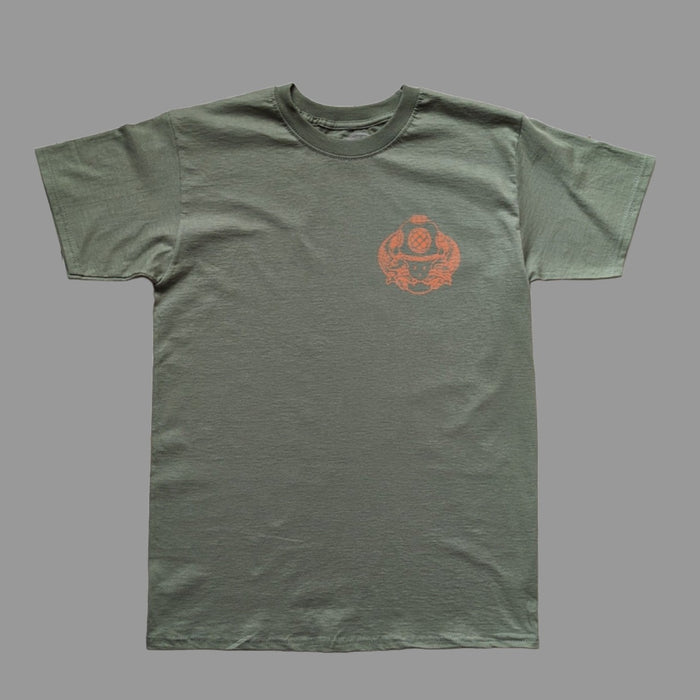 OLIVE GREEN N.S.C ORANGE LOGO TEE