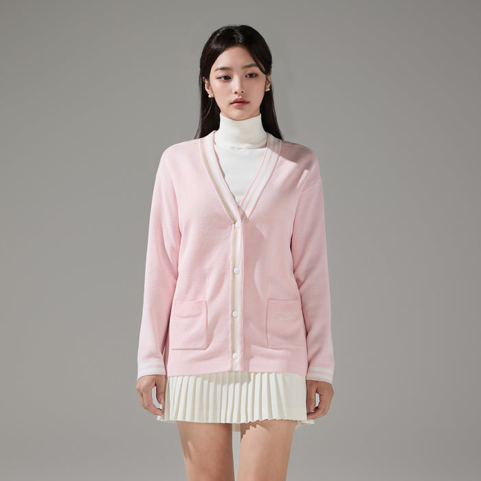 Pearl Logo Flared Pleats Skirt (Ivory)