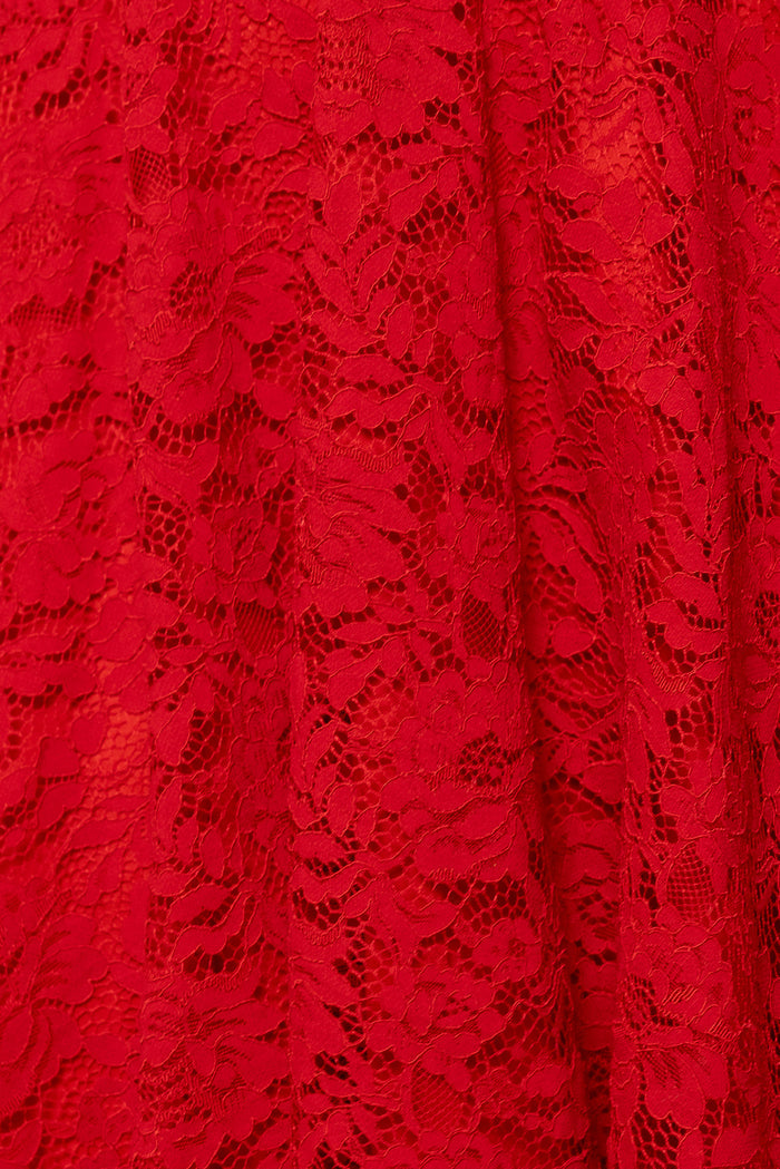 Close-up of red lace fabric