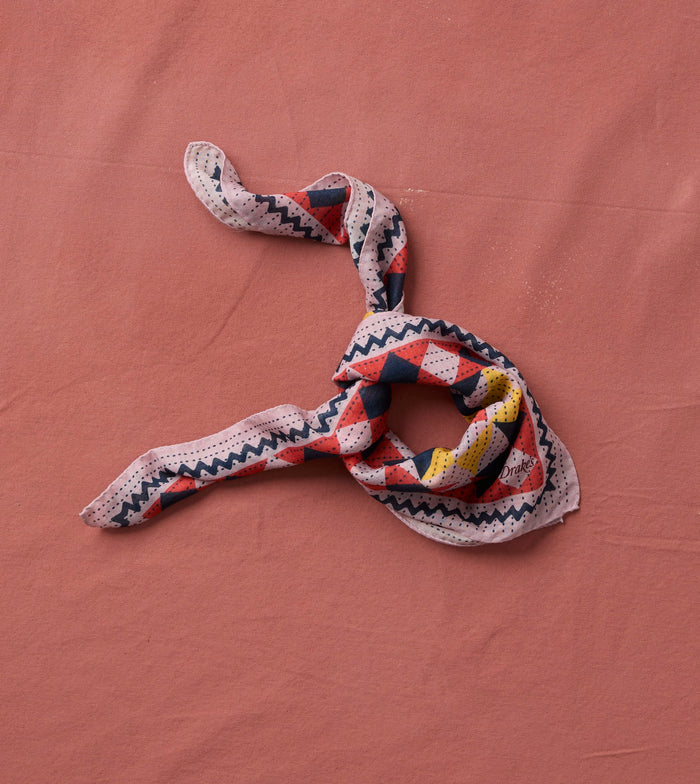 Pink Patchwork Print Wool-Silk Bandana