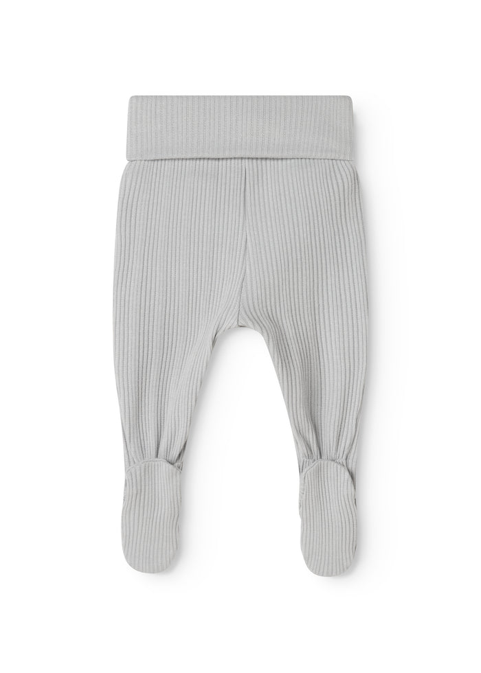 Ribbed baby pants with elastic waistband and closed leg openings