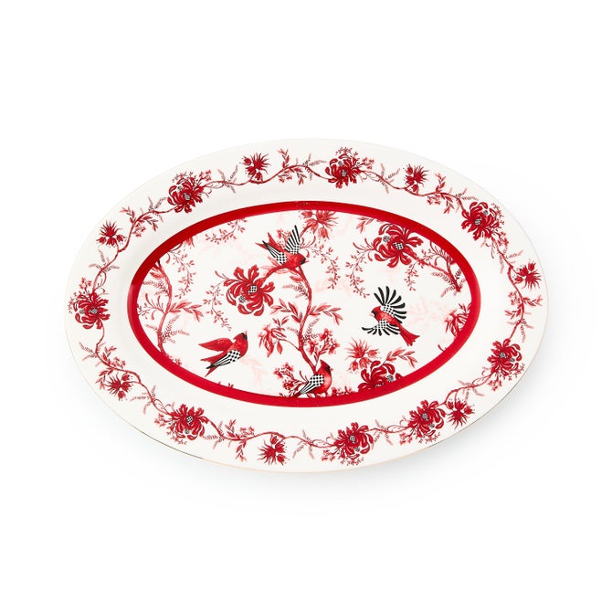 Platter Oval Cardinal Toile