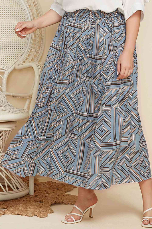 Plus Size Geometric Pleated Skirt - Madikfashions.com