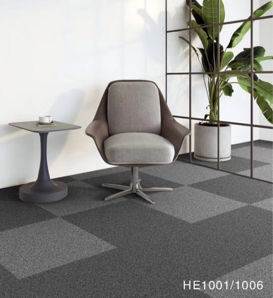 Polyvinyl Chloride Pvc Backing Pp Carpet Tile 50x50cm Black/Dark Grey