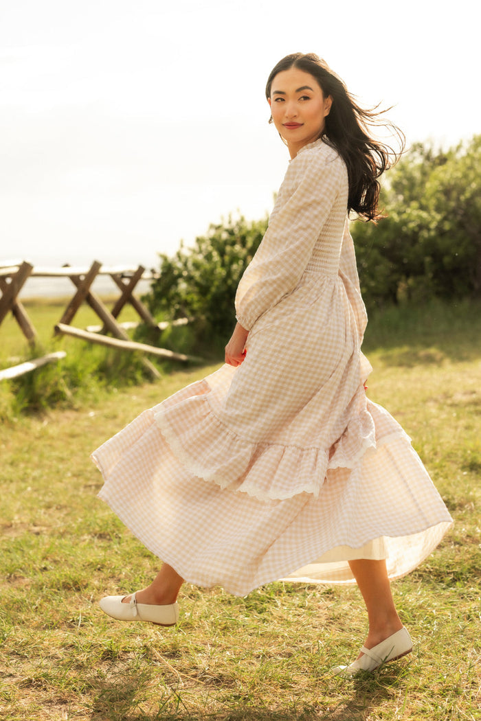 Presley Dress in Cream Gingham-7