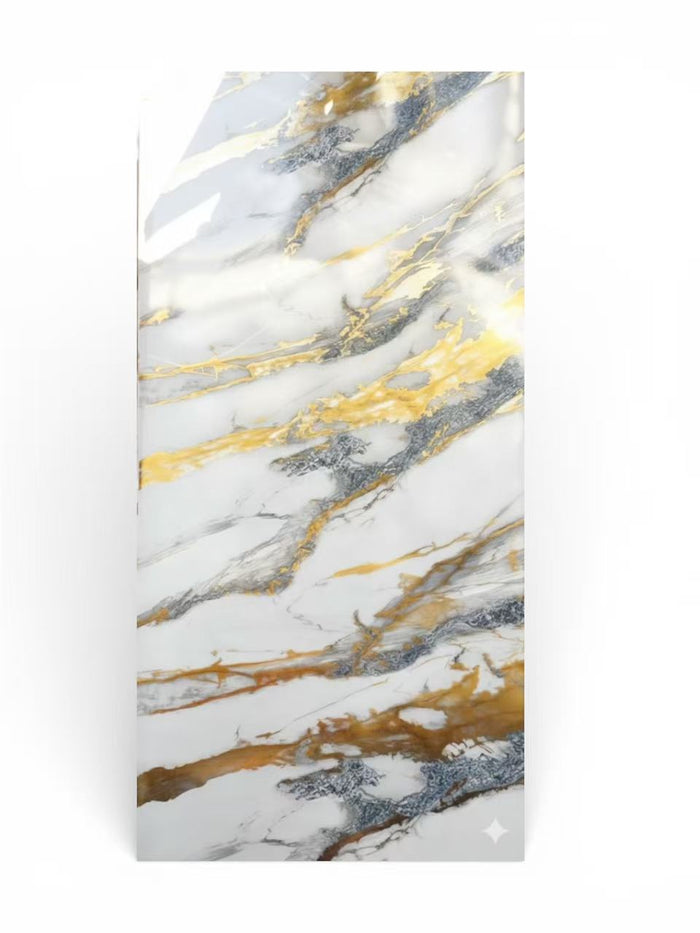 PVC UV Marble Stone Board - Gold And Bruno Blue