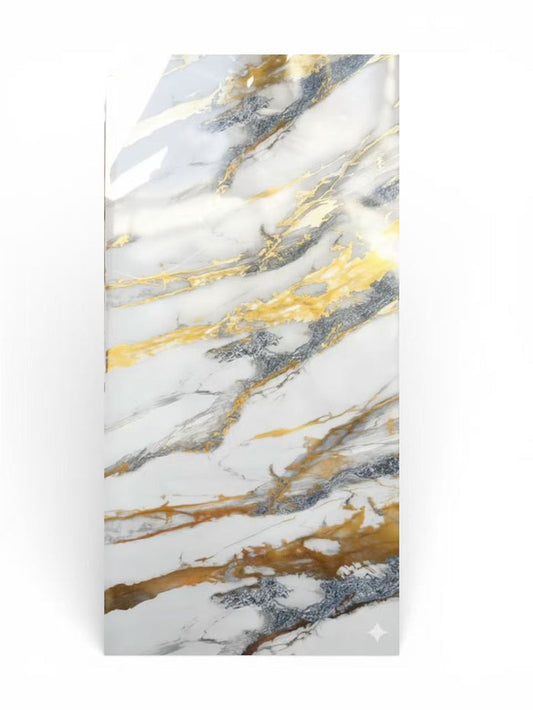 PVC UV Marble Stone Board - Gold And Bruno Blue