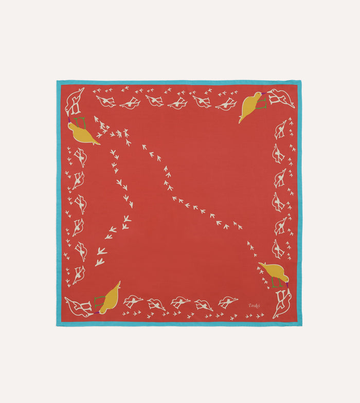 Red Oyster Catcher Print Silk Bandana