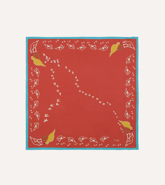 Red Oyster Catcher Print Silk Bandana
