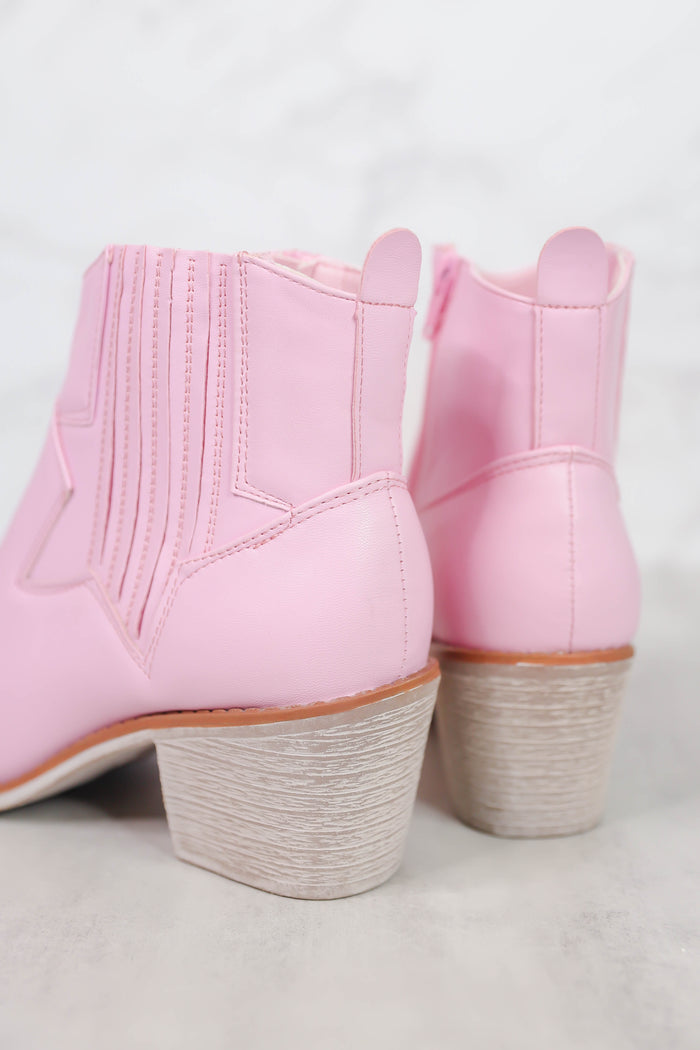 Blush Pink Women's Booties- Pink Western Booties- Pink Short Boots