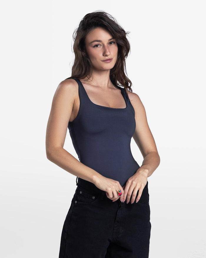 ROUND NECK BODYSUIT CHARCOAL 1