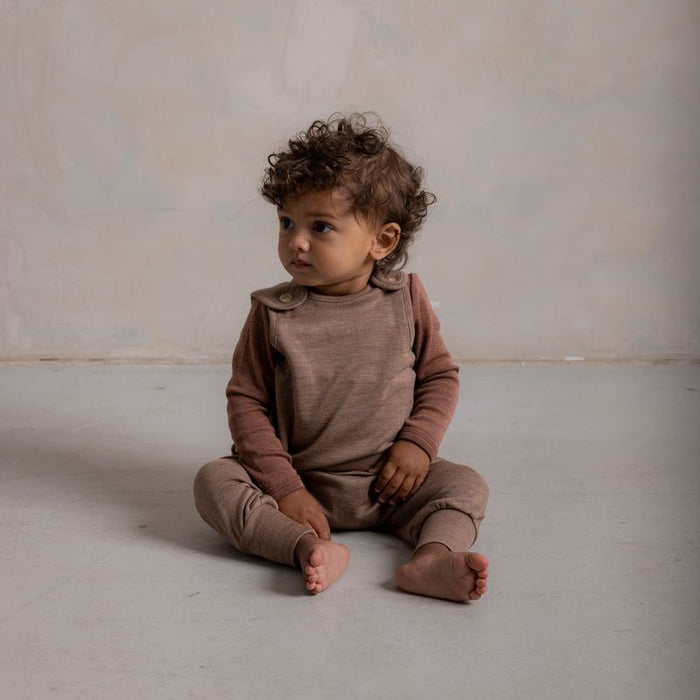 Ruff Baby Romper - Merino Wool & Silk - Warm Driftwood