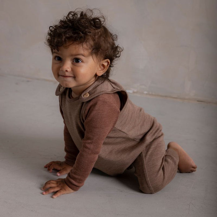 Ruff Baby Romper - Merino Wool & Silk - Warm Driftwood
