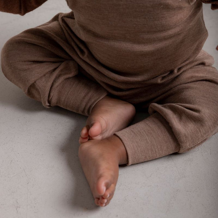Ruff Baby Romper - Merino Wool & Silk - Warm Driftwood