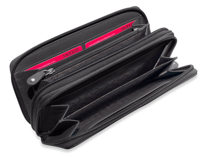 Gabriella RFID Leather Double Zip Around Purse - Bascora