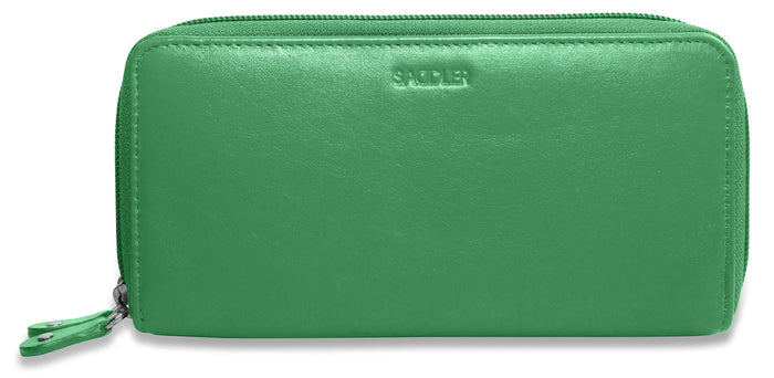 Gabriella RFID Leather Double Zip Around Purse - Bascora