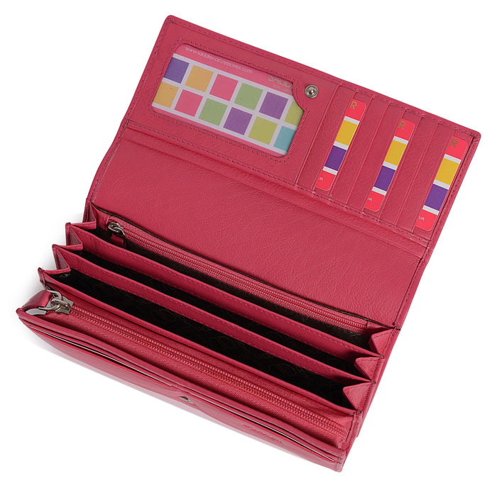 Grace RFID Leather Multi-Section Purse - Bascora