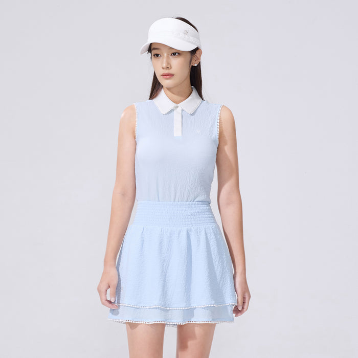 Seersucker Smoke Band Skirt (Blue)