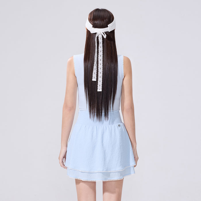 Seersucker Smoke Band Skirt (Blue)