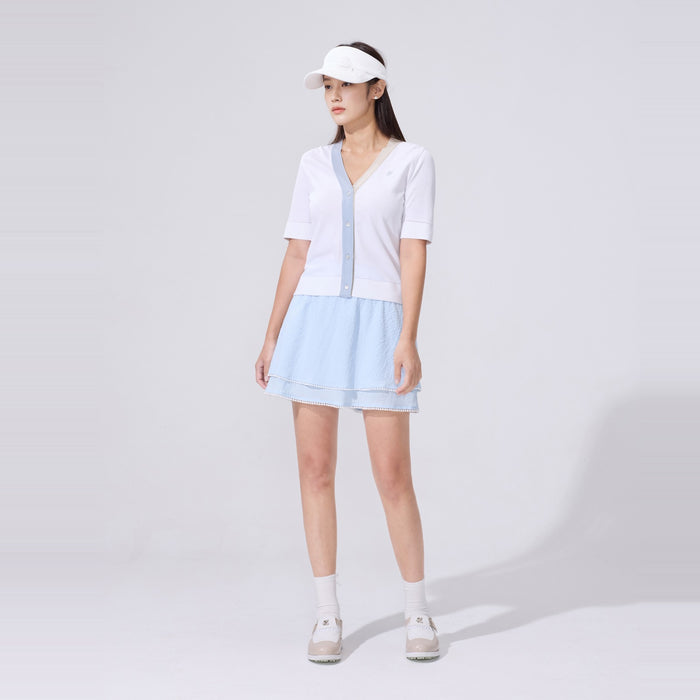 Seersucker Smoke Band Skirt (Blue)