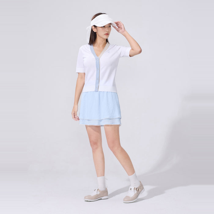 Seersucker Smoke Band Skirt (Blue)