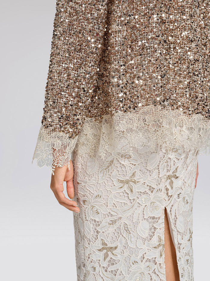 Sequin Floral Lace Blouse