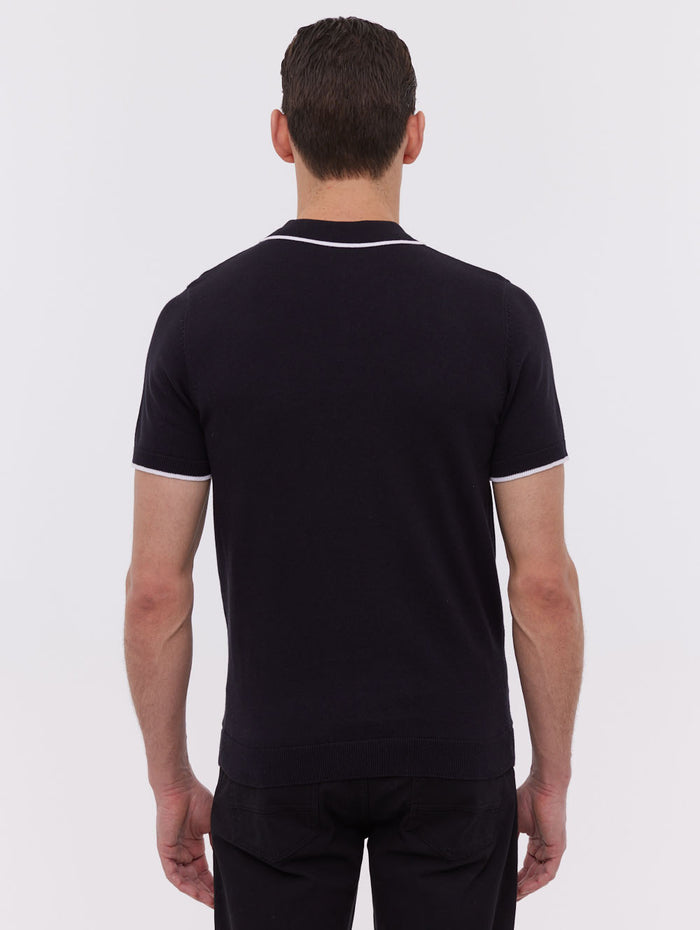 Settio Black Polos SS Knit Zip  Shot 5
