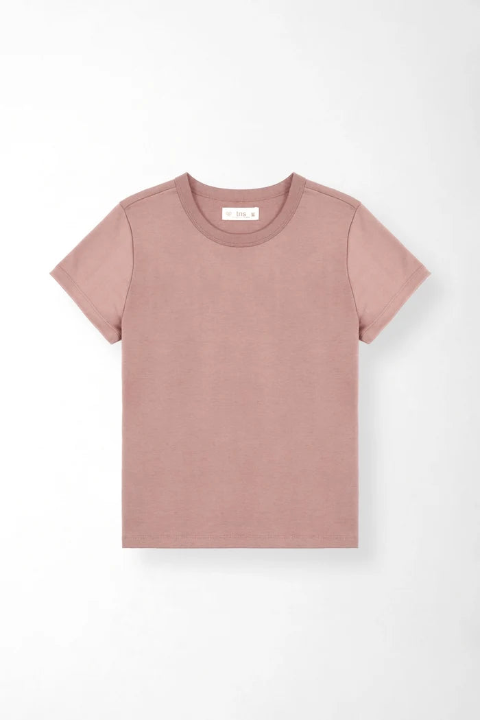 Straight fit T-Shirt with tonal double stitching in lavender cotton for women