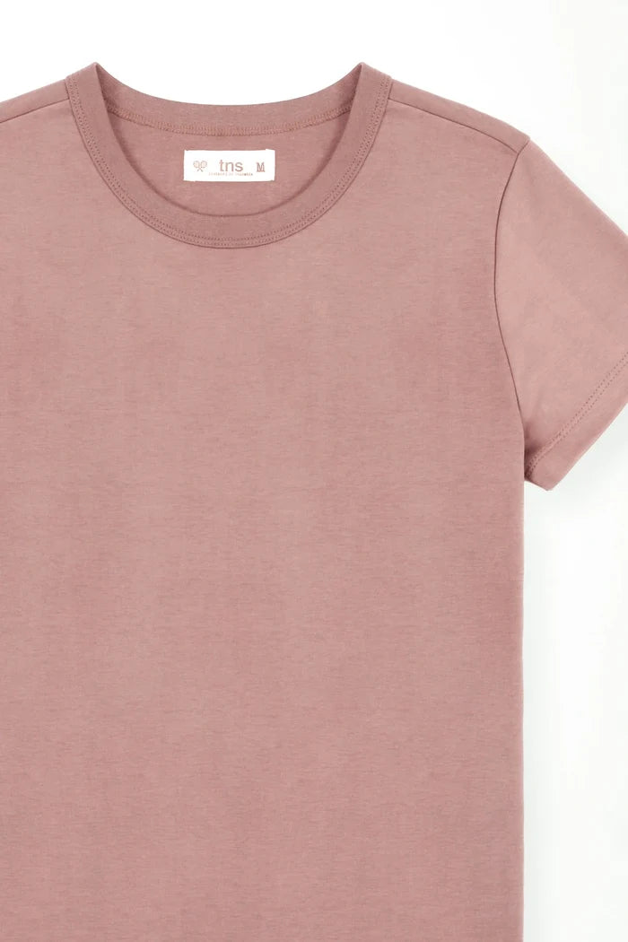 Straight fit T-Shirt with tonal double stitching in lavender cotton for women