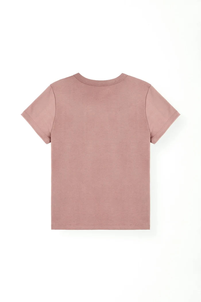 Straight fit T-Shirt with tonal double stitching in lavender cotton for women
