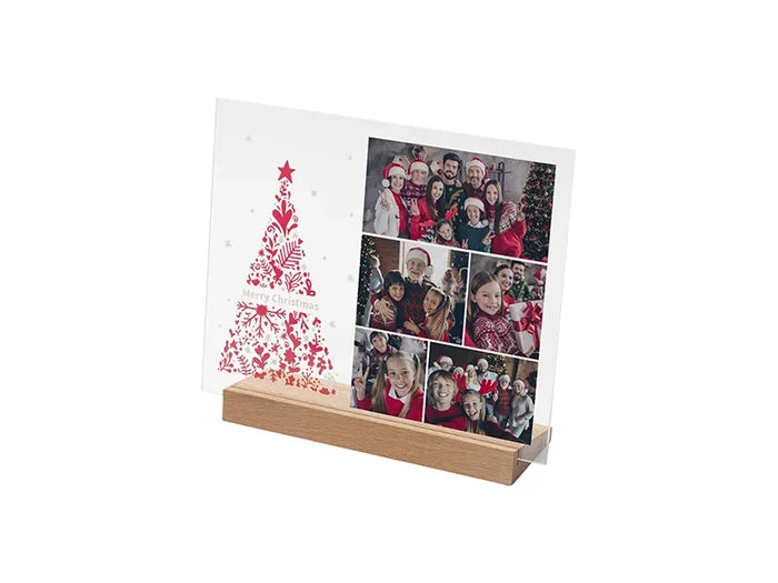 Sublimation Blanks Retangular Glass Photo Frame w/ White Patch (Christmas Tree, 20*25cm)
