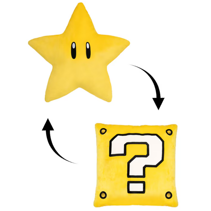 SUPER NINTENDO WORLD Reversible Super Star &amp; ? Block Pillow