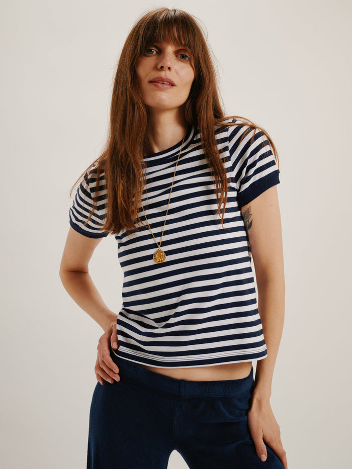 Navy-Ivory Stripe