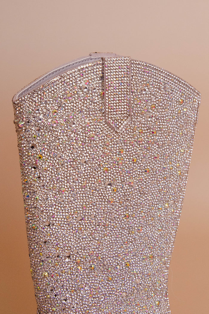 Silver Rhinestone Boots- Women's Tall Rhinestone Boots- Pierre Dumas Rhinestone Boots