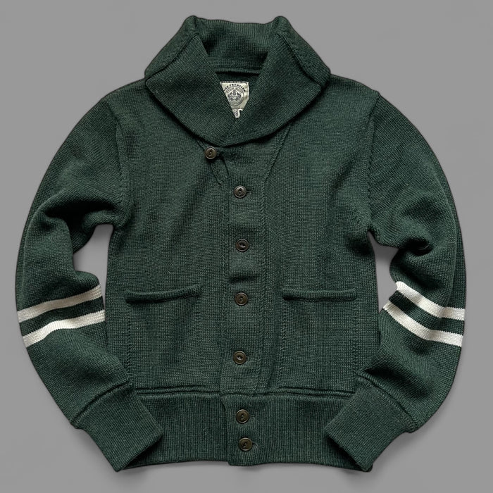 THE FRONTIER CARDIGAN - HEATHER GREEN -STRIPES