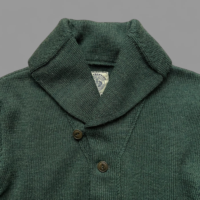 THE FRONTIER CARDIGAN - HEATHER GREEN -STRIPES