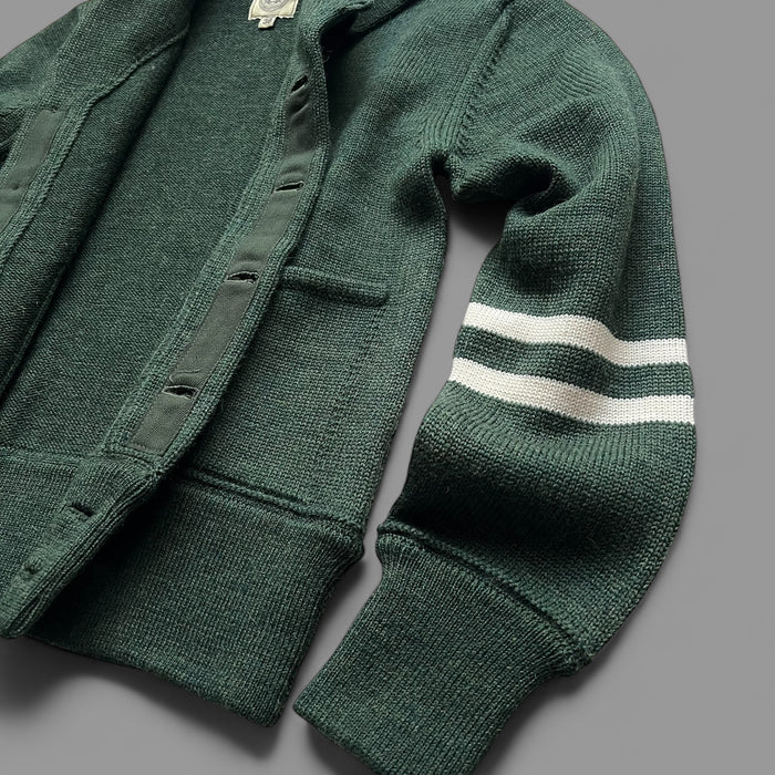 THE FRONTIER CARDIGAN - HEATHER GREEN -STRIPES