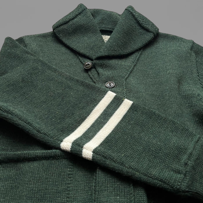 THE FRONTIER CARDIGAN - HEATHER GREEN -STRIPES