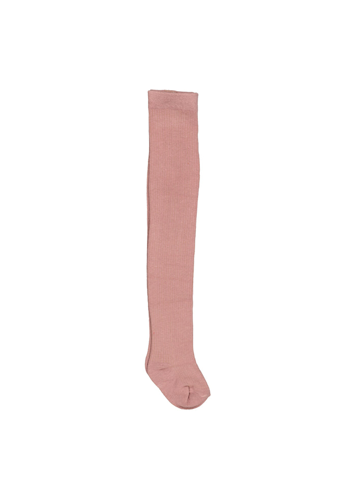 Mauve strømpebukser med ribbet overflade og ensfarvet ben.