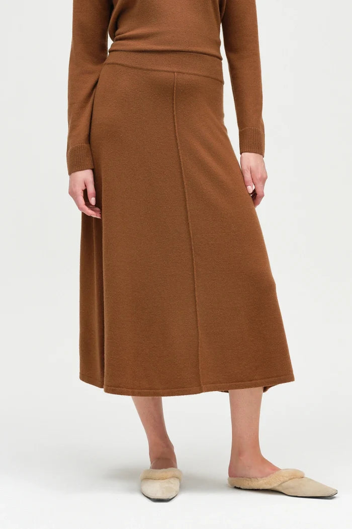 Toffee Wool-Cashmere Midi Skirt